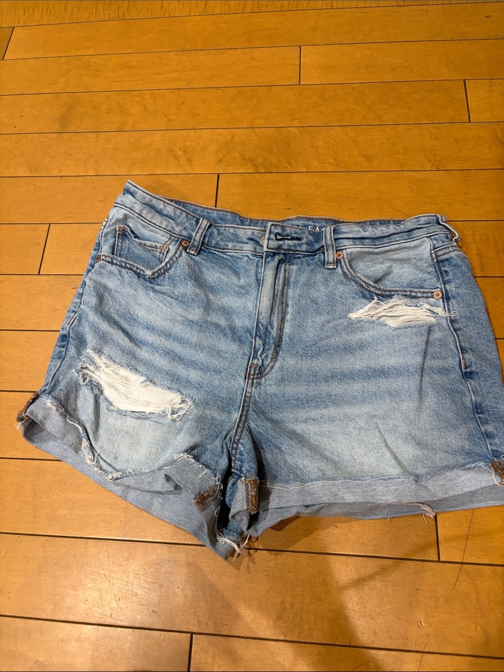 American Eagle Outfitters Light Wash Distressed Denim Shorts